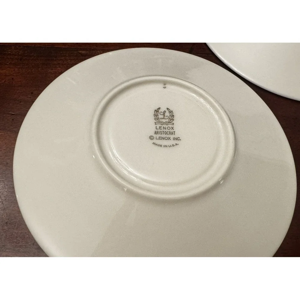 Set of 3 Lenox Aristocrat Saucers, 6" Gold Rim - Picture 5 of 5